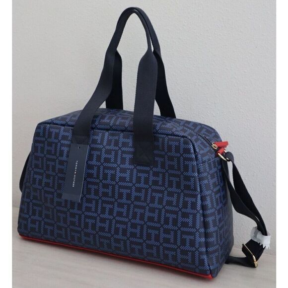 Tommy Hilfiger 69J6572-410 Unisex Blue Allover Print Travel Duffle Bag - Picture 2 of 11